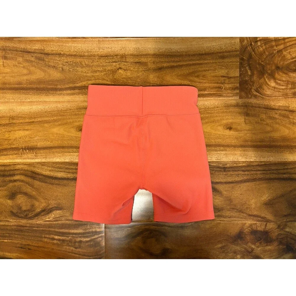 Gap Kids Ribbed Bike Shorts, Black and Coral, Size 4T